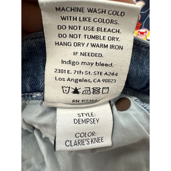 Boyish Dempsey Clairs Knee button fly frayed hem jeans blue denim size 25 - Picture 10 of 11